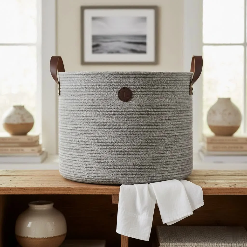 Laundry basket liner in a wicker hamper