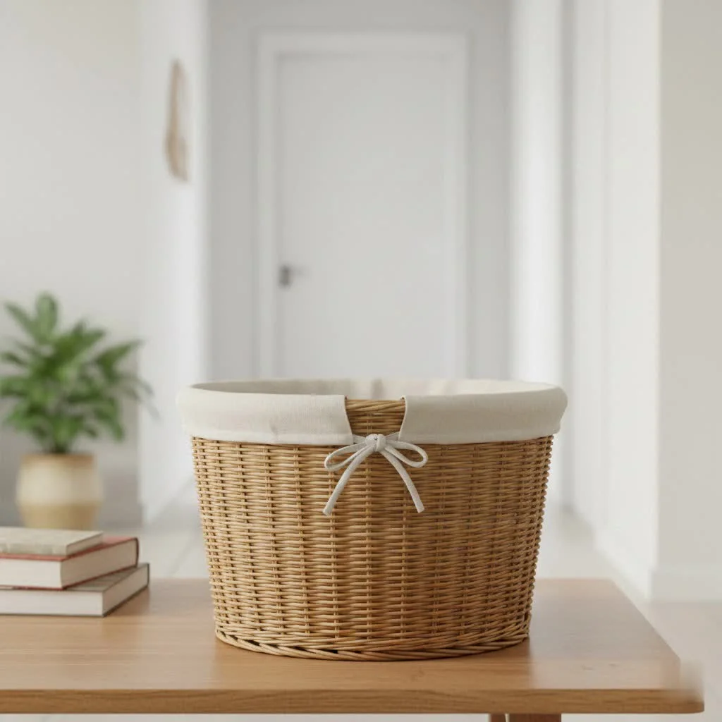Large capacity laundry basket overflowing with clothes